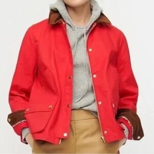 J. Crew Barn Jacket with Liberty floral print Red Women’s Casual Jacket sz Small